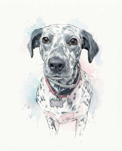 Ejemplo de retrato personalizado estilo Acuarela de un perro